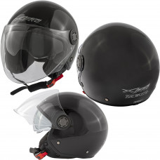 ZETA - Casco Moto Jet Aperto Visiera Lunga Parasole Nero Composit