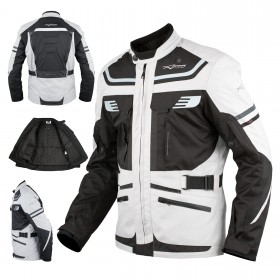 Giacca Moto Scooter Tessuto Protezioni CE Impermeabile Riflettente Grigio