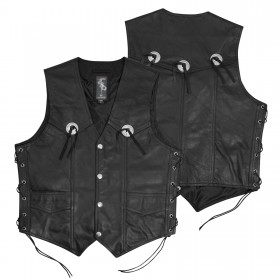 Gilet Pelle Moto Custom Chopper Stile Biker Vintage