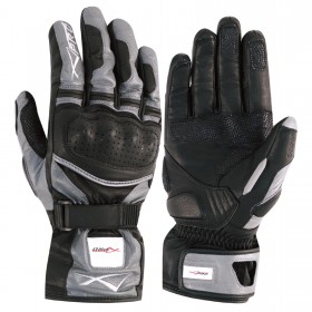 Guanto Sport Moto Pelle Corto Foderato Protezioni Imbottito Racing Sport Argento