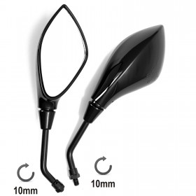 2x Specchietti Retrovisori Custom Moto Specchi Universali 10mm Nero A-Pro