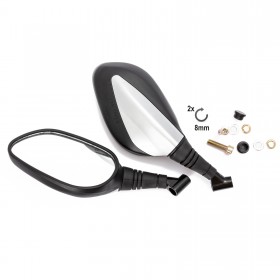 Specchietti Retrovisori Specchi Custom Moto Universali Metallo 8mm Nero 