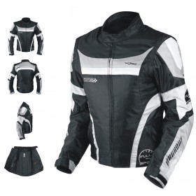 Giacca Moto Manica Staccabile Tessuto Protezioni CE Sfoderabile Gilet Grigio