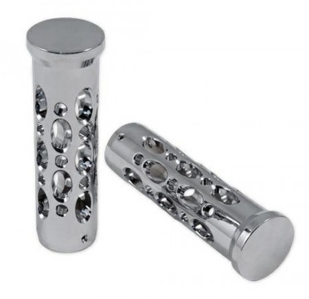 Manopole Metallo Cromato Moto Custom Universali Cromate Chopper Cromo