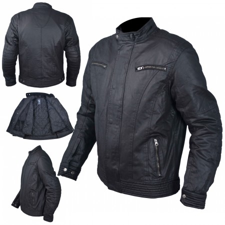 Giacca Moto Scooter Tessuto Protezioni Fodera Termica Removibile Nero
