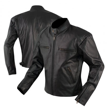 Giacca Custom Naked Vintage Moto Giubbino Pelle Foderata Tasche per Protezioni