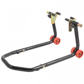 Cavalletto Alza Moto Solleva Anteriore a Forca Regolabile 4 Ruote Nero