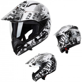 Casco Moto Cross Enduro Trial Quad Off Road Visiera Anti Nebbia Nero Grafica