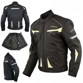 Giacca Moto Sport Tessuto Protezioni CE Impermeabile Ventilata Fluo