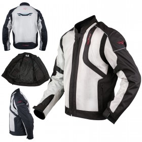 Giacca Moto Sport Tessuto Protezioni CE Impermeabile Ventilata Grigio