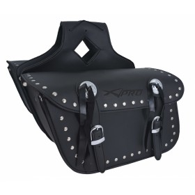 Borsa Bisacce Moto Customo Chopper Borchie Cromate Nero Saddle Bags