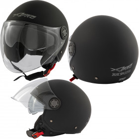 Jet Moto Casco Certificato ECE 22 06 Trasparente Visiera Parasole Nero Matt