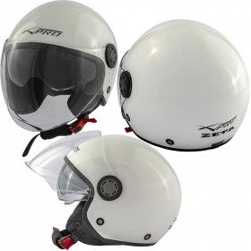 Jet Scooter Casco ECE 22 06 Moto Certificato Lunga Visiera Bianco Parasole A-Pro