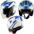 Casco Moto Jet Scooter Visiera Doppia ECE 22-06 Certificato Bianco Blu