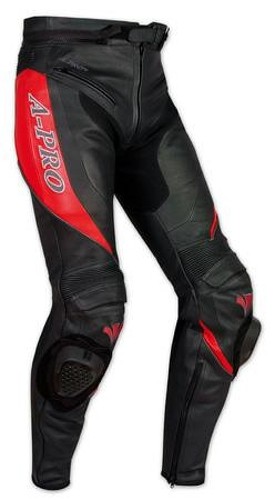 Abbigliamento Moto e Accessori - Pantaloni Racing Sport Pelle Moto  Protezioni con Sliders Saponette Rosso