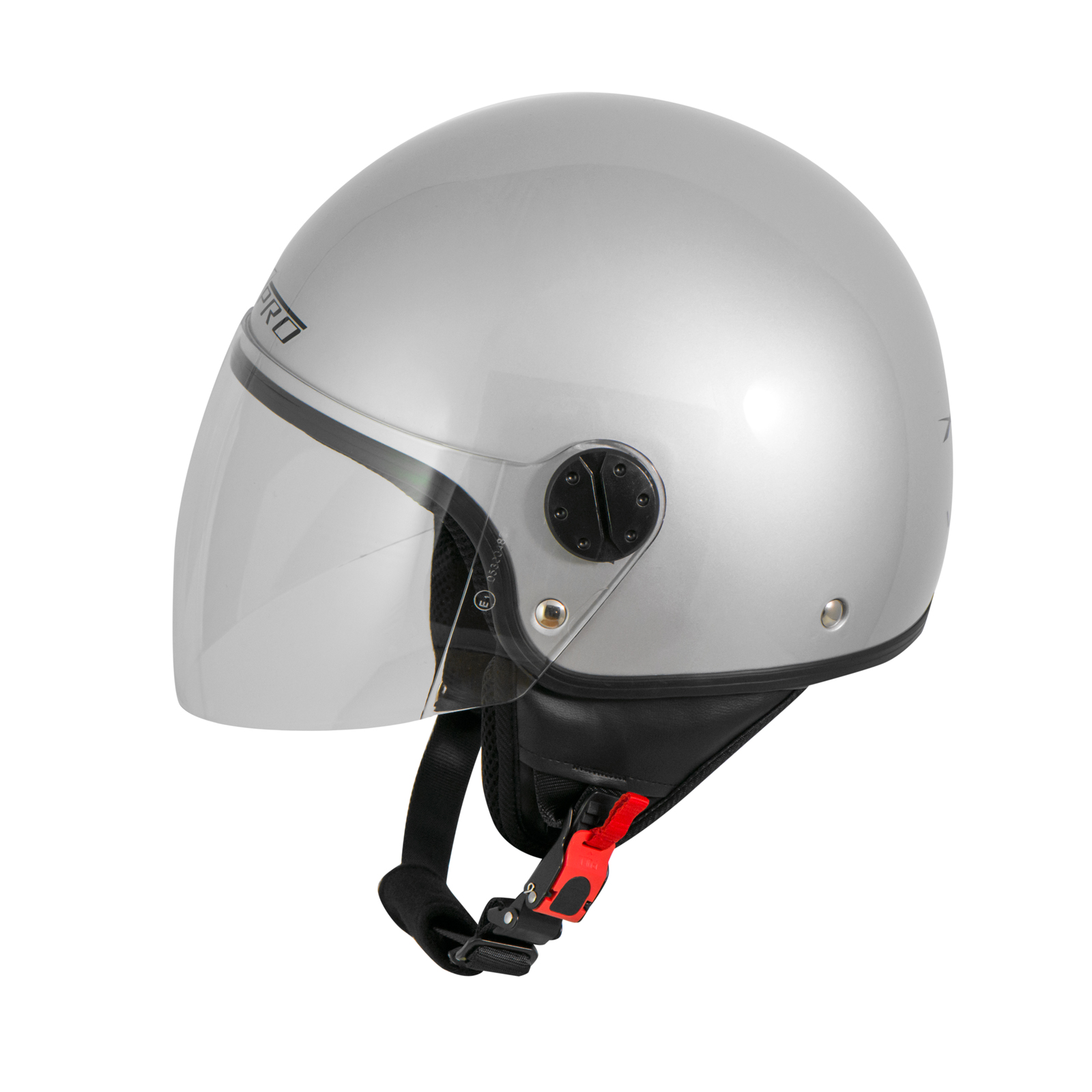 Casco Jet Demi Scooter Moto Omologato ECE 22 Visiera Antigraffio Argento - Zdjęcie 6 z 15