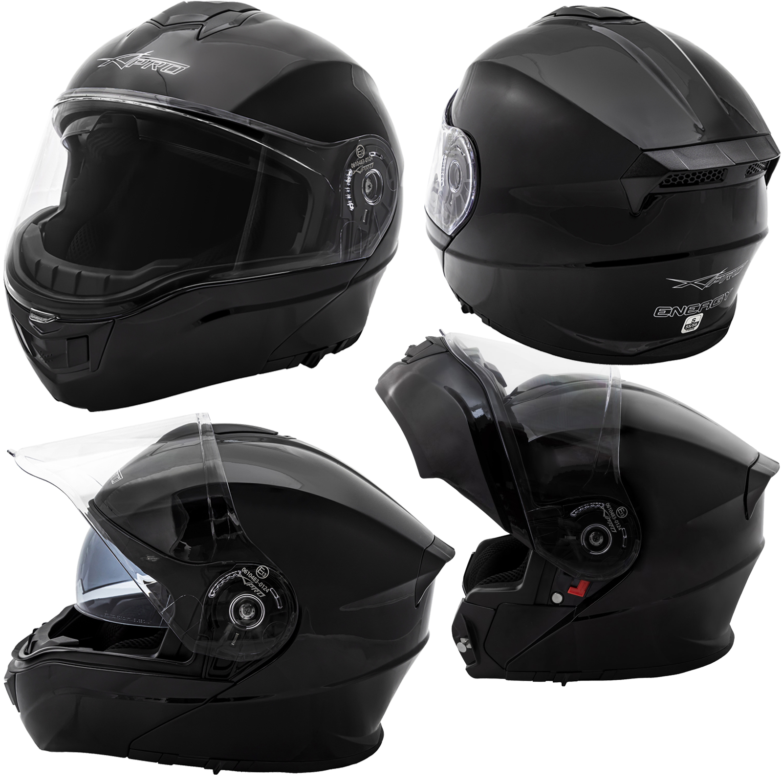 Casco Modular Homologado P/J Touring Moto Sport Pantalla Parasol Negro - Imagen 7 de 7