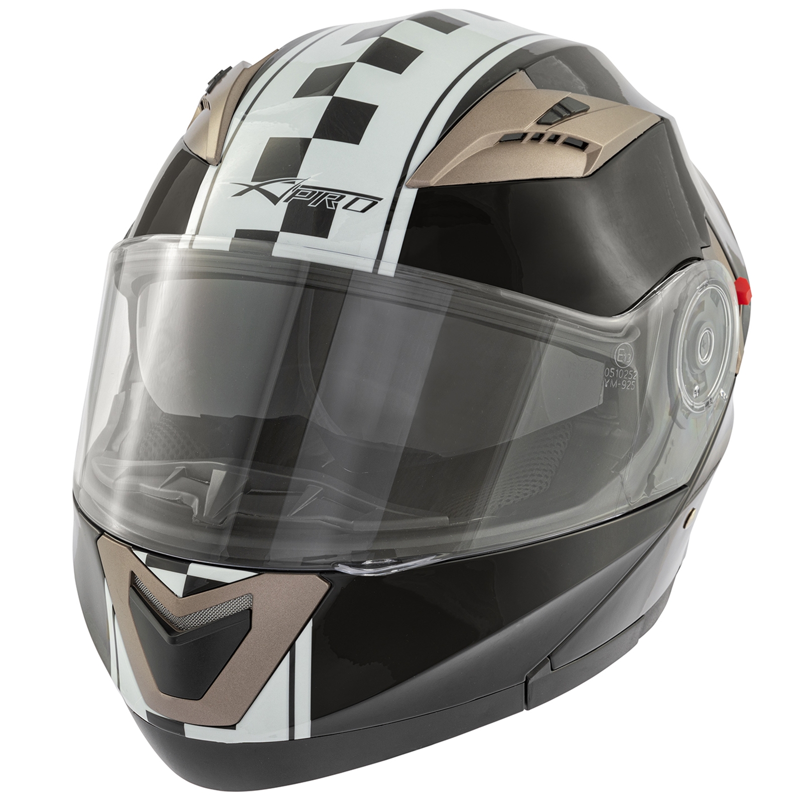 Casco Modulare Omologato ECE 22 Moto Visiera Doppia Grafica Nero - Foto 12 di 15
