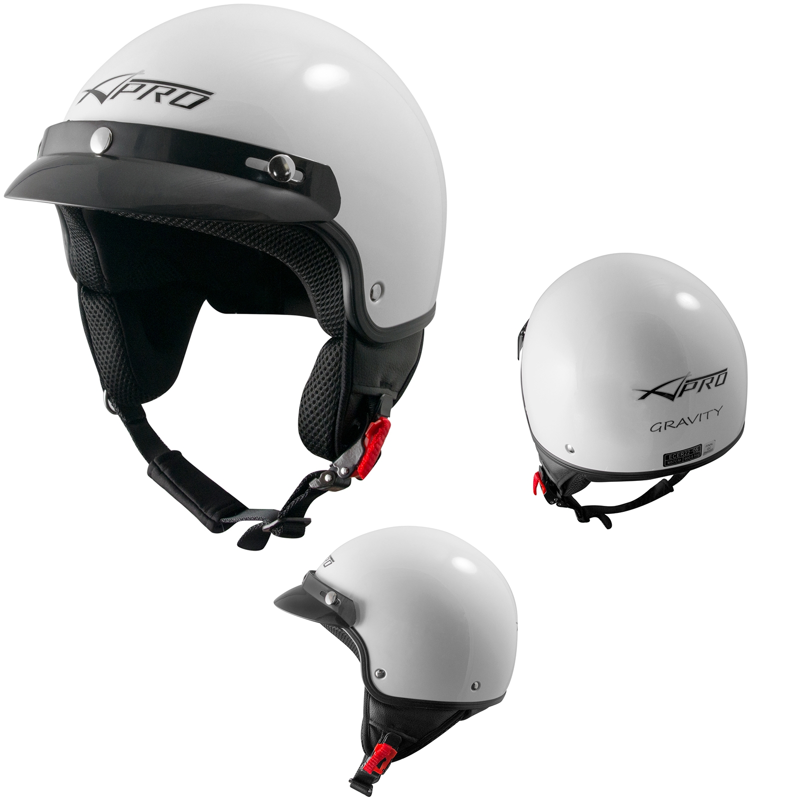 Motorradhelm Motorrad Roller Offenes Jet Helm Spitze ECE 22-06 SonicMoto Weiß - Bild 9 von 12