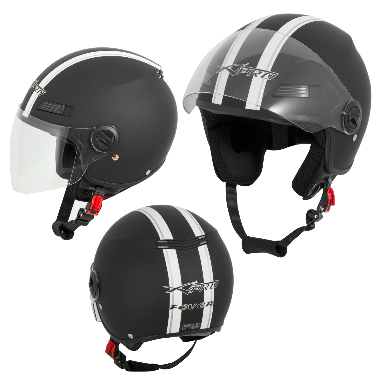 Motorradhelm Quad Roller Offenes JetHelm Viser ECE 22 06 Matt