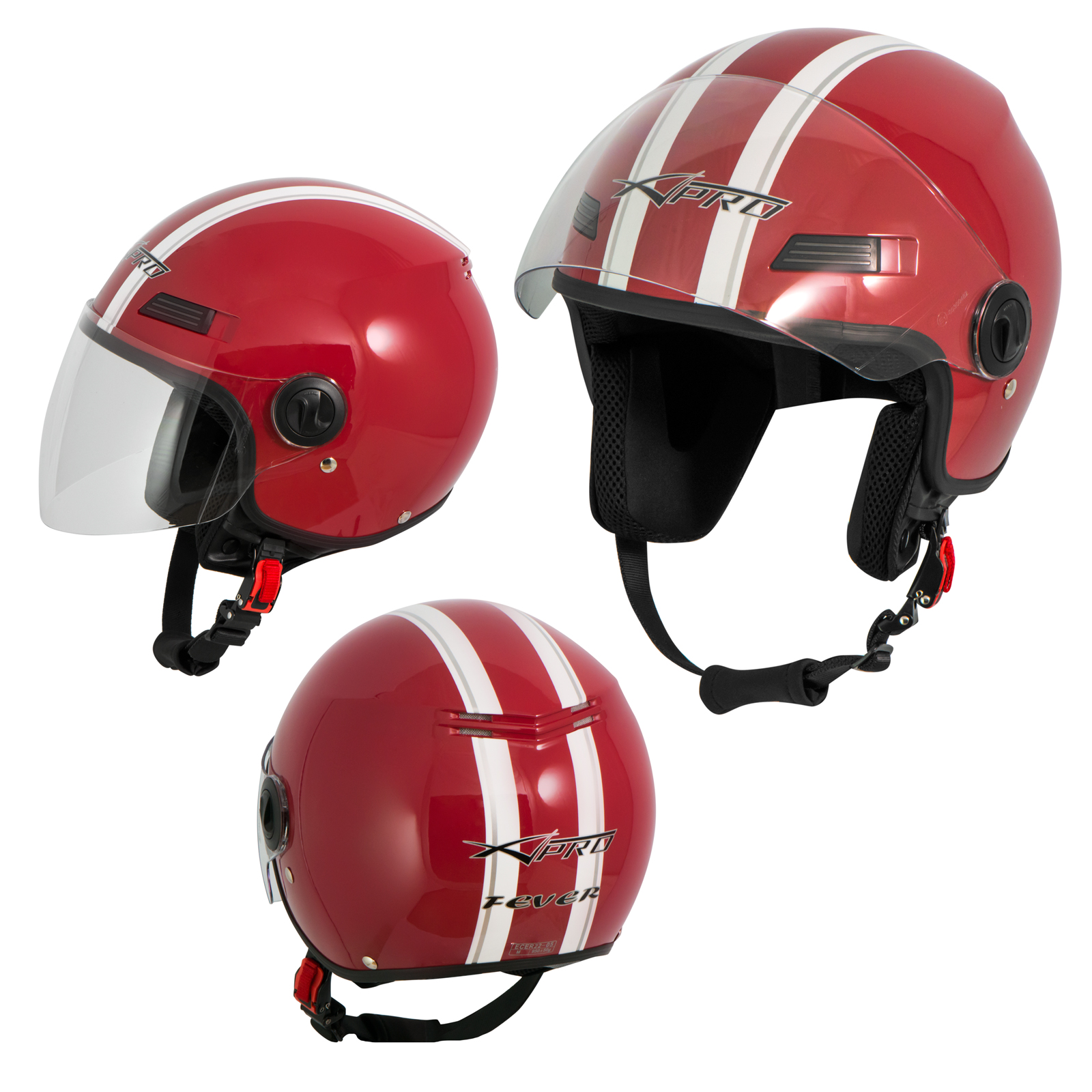 Open Face Jet Helmet Lid Motorbike Scooter Quad Visor Graphics White A-PRO 