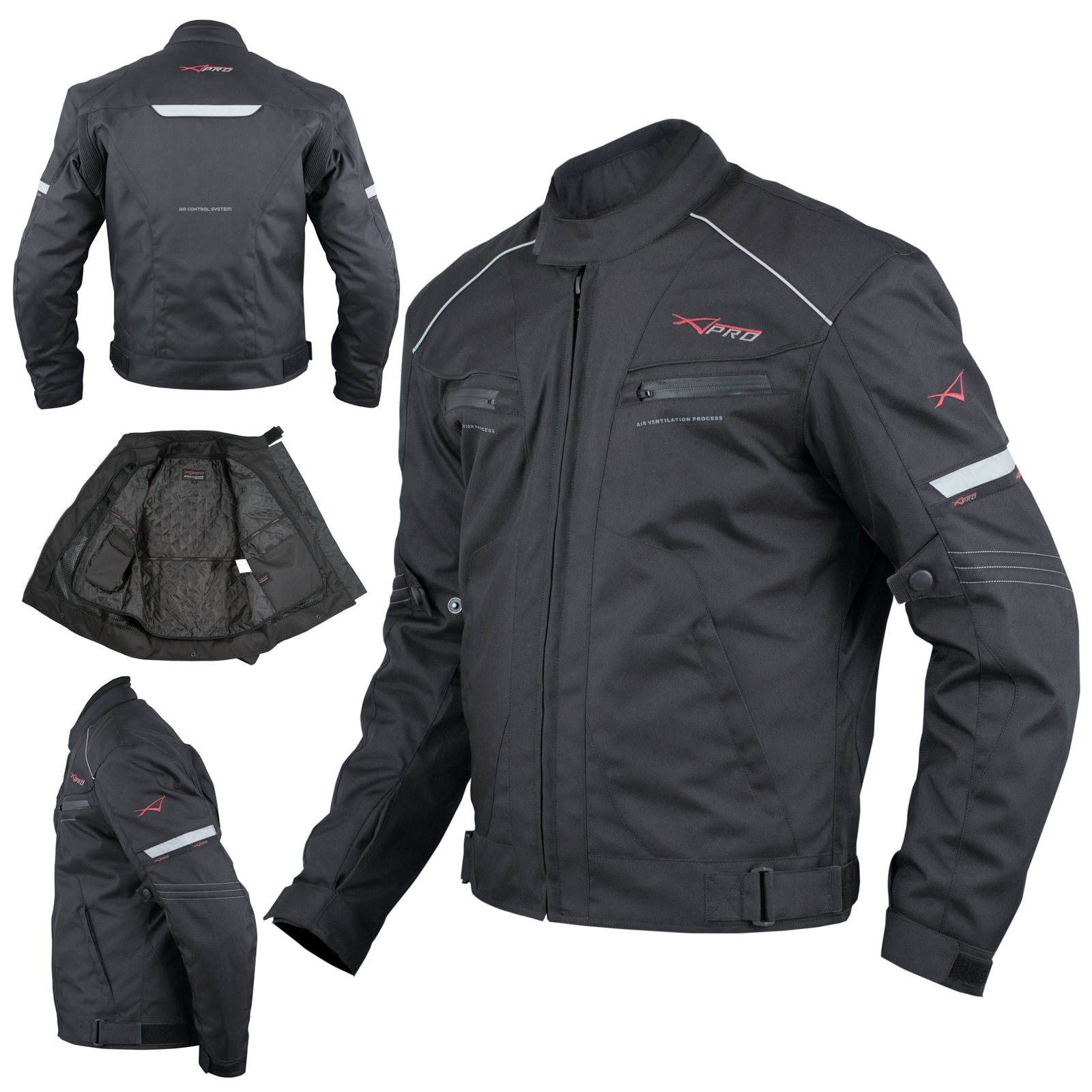 Abbigliamento Moto e Accessori - Giacca Moto Sport Tessuto Protezioni CE  Impermeabile Ventilata Nero