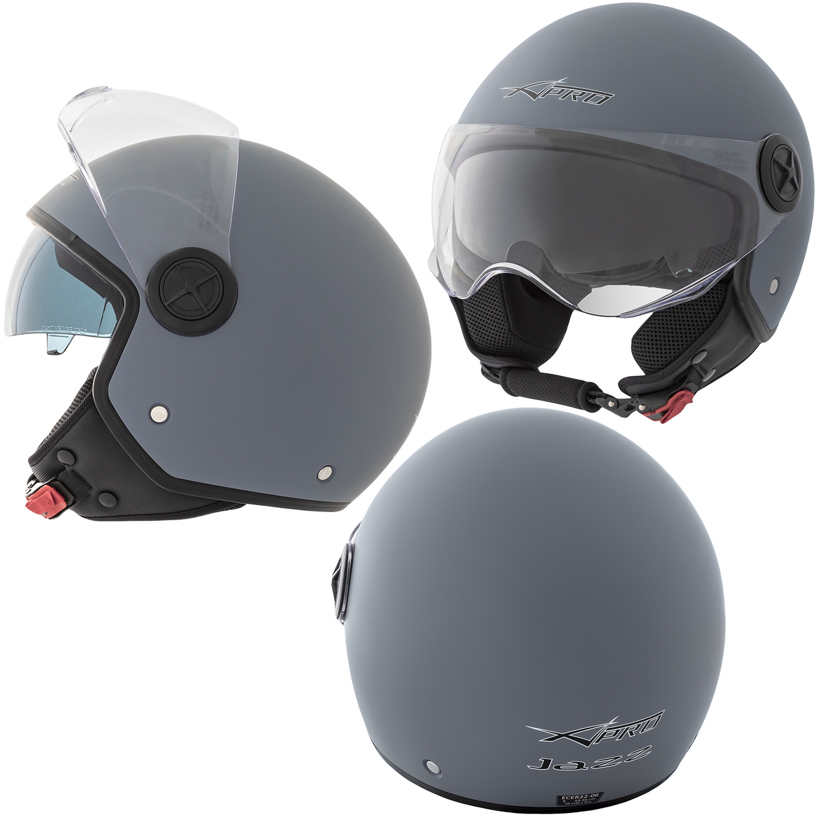 Casco Moto Jet Cafe Racer Homologado ECE 22-06 Parasol scooter Verde Mate