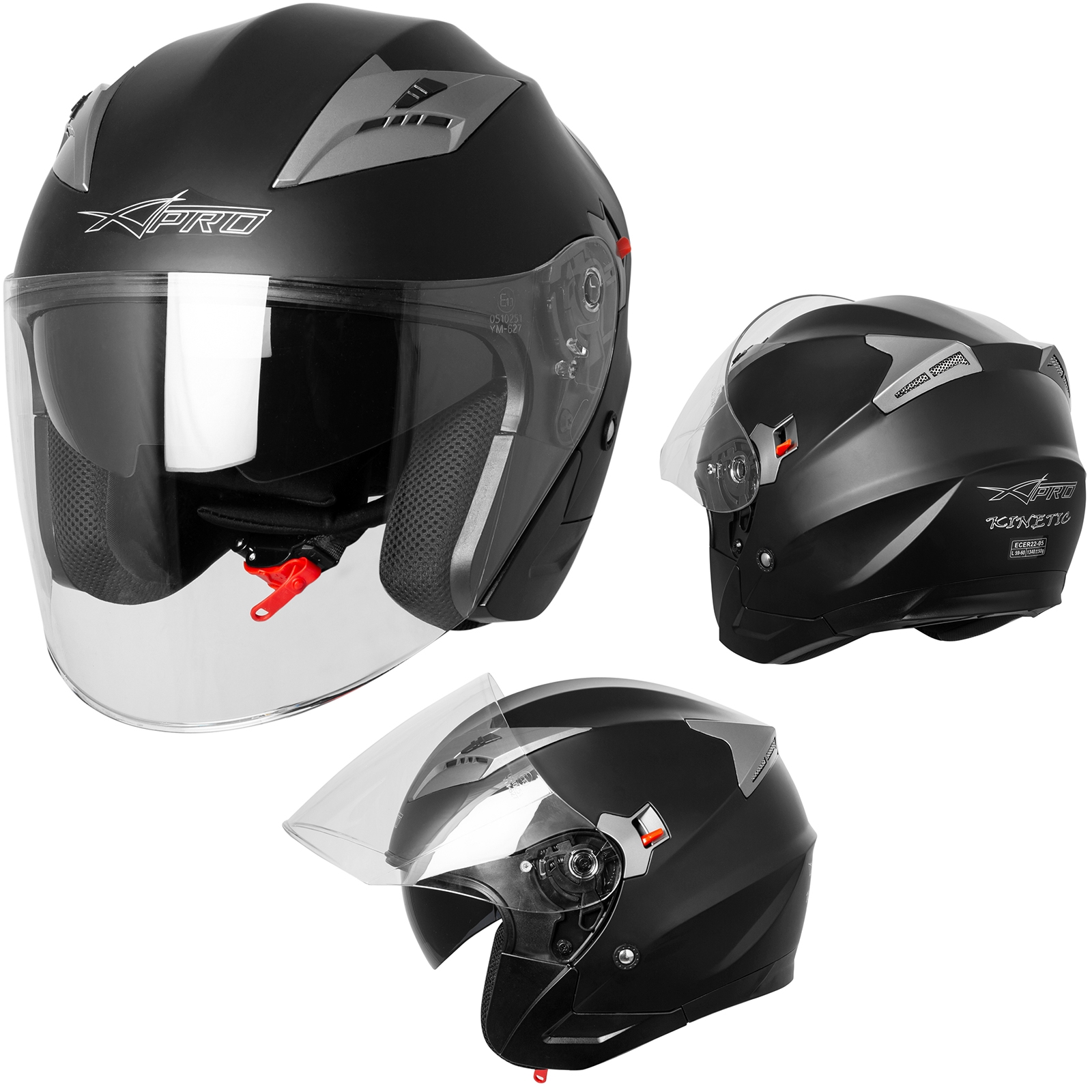Open Face Jet Helmet Motorcycle Motorbike Scooter Antiscratch Visor White