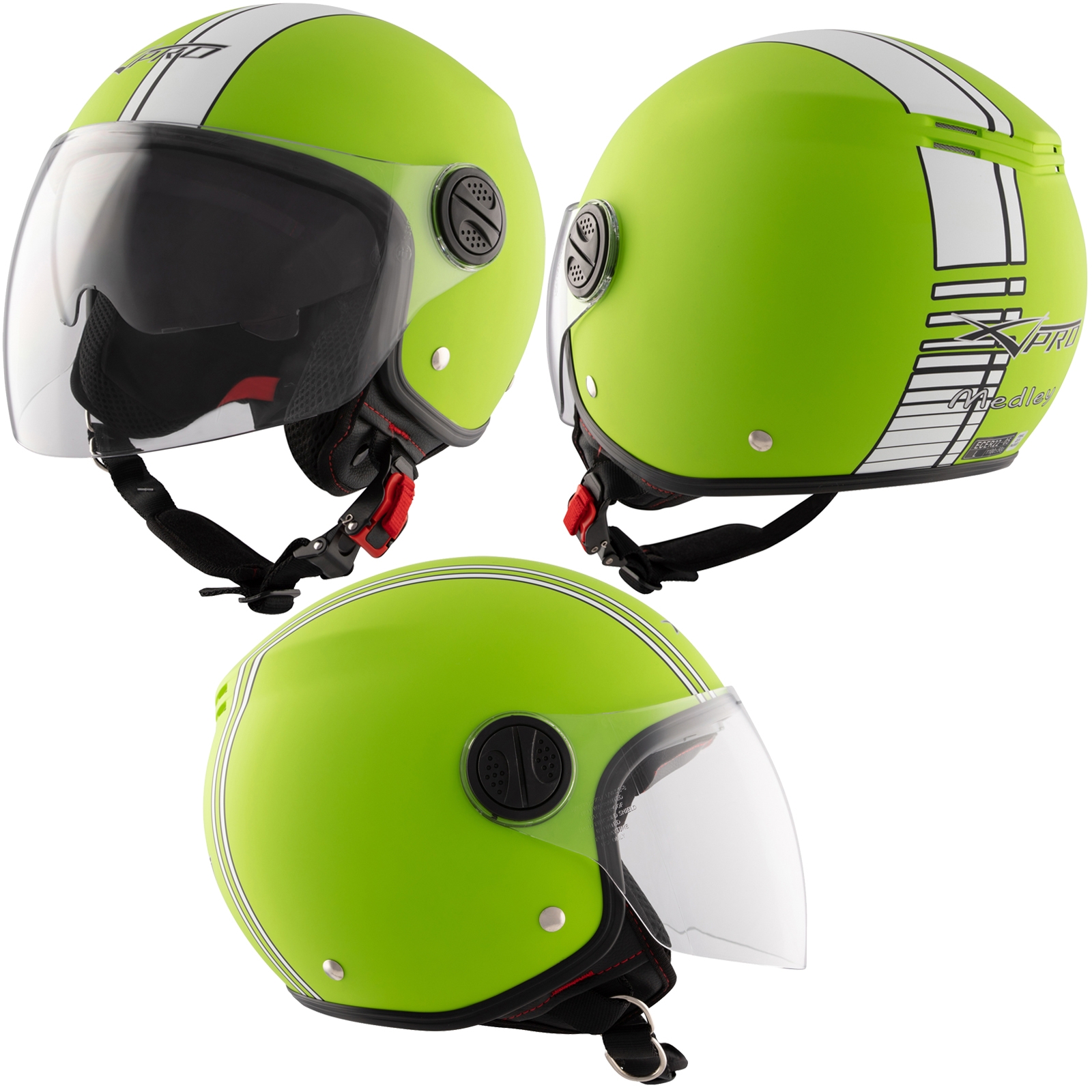Helmet Motorcycle Jet Sun visor Quad ECE Double Visor Matt Black Yellow Graphics 