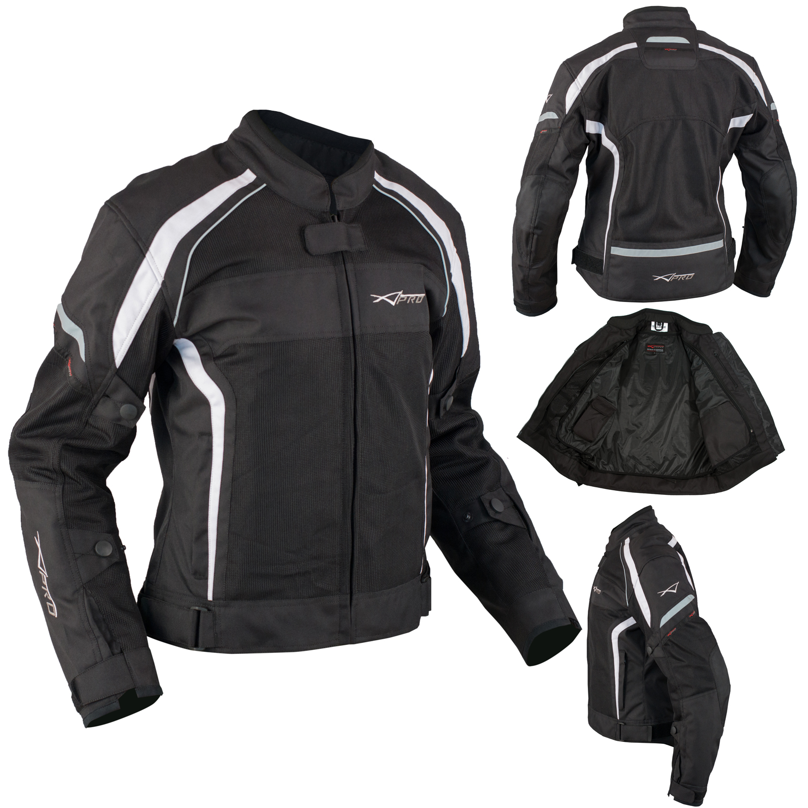 Mujer Transpirable Chaqueta Moto Verano Reflectantes Regulable Blanco - Imagen 8 de 13