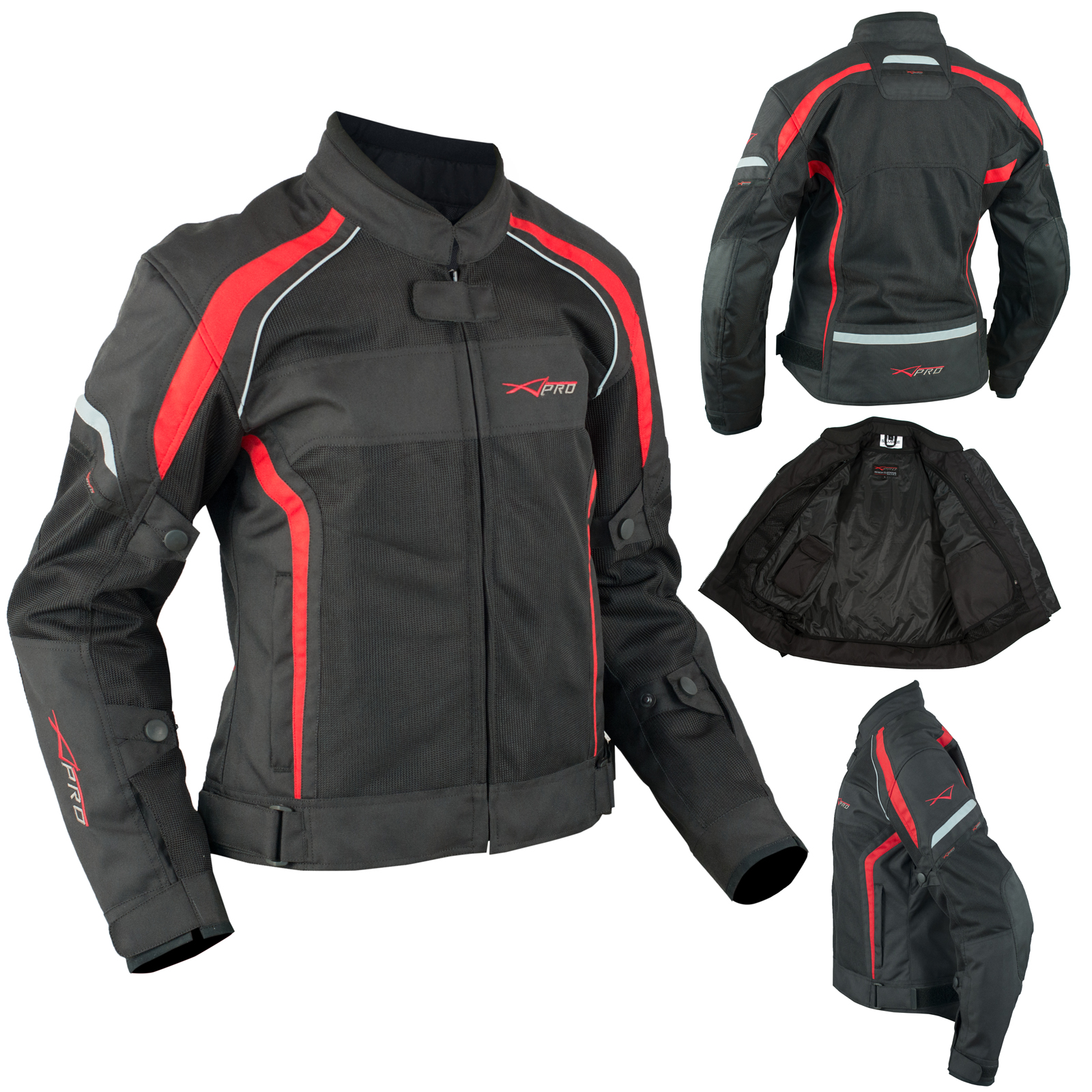 Abbigliamento Moto e Accessori - Donna Giacca Moto Tessuto Impermeabile  Traspirante Riflettente Rosso