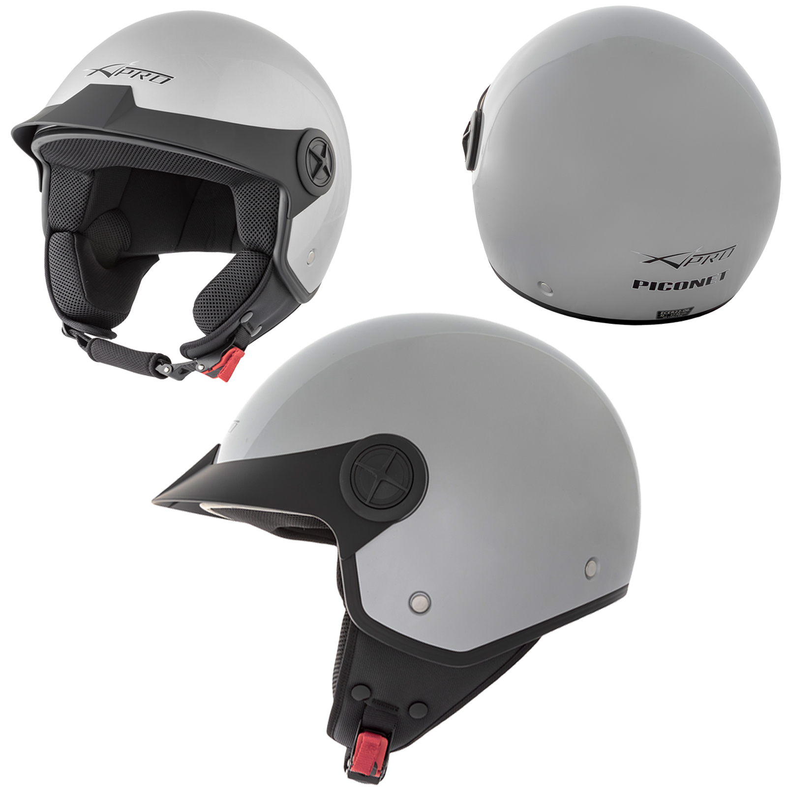 Casque Moto Jet Cafe Racer Argent XXL – Homologué ECE 22-06, Style Custom & Polyvalent