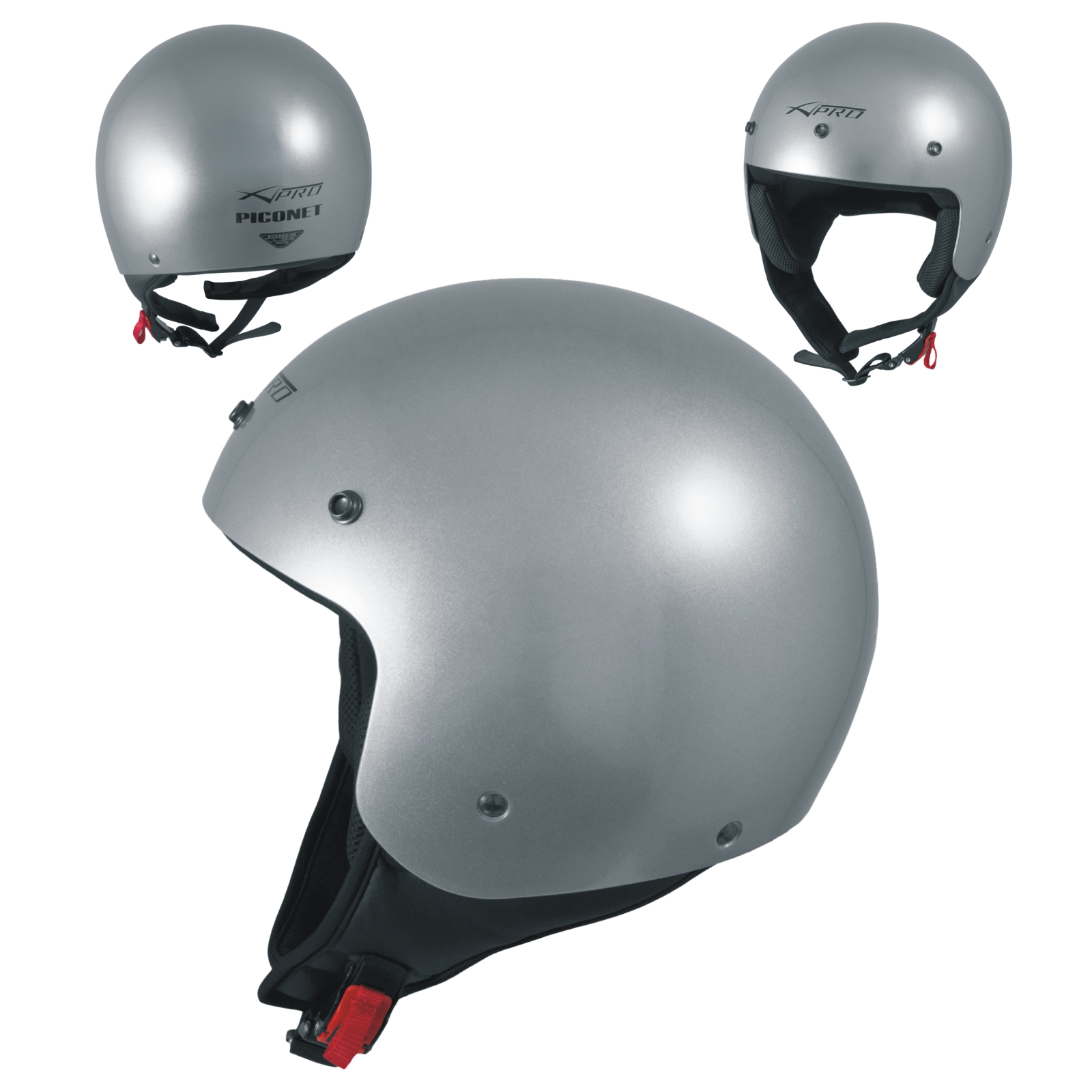 Casco Jet Scooter Moto Quad Omologato ECE 22 05 Visiera Argento XS