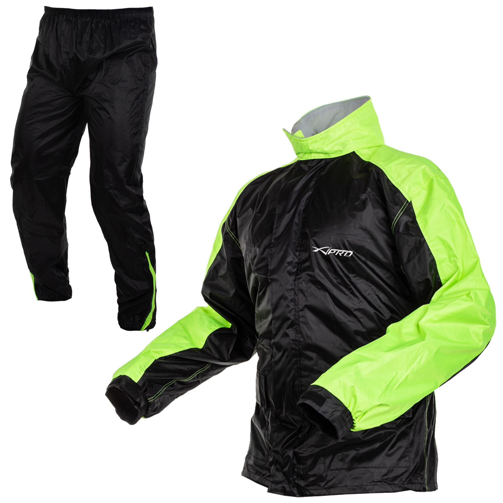 A-Pro Tuta Impermeabile Antipioggia Giacca Pantaloni Antiacqua Moto Scooter Nero XS