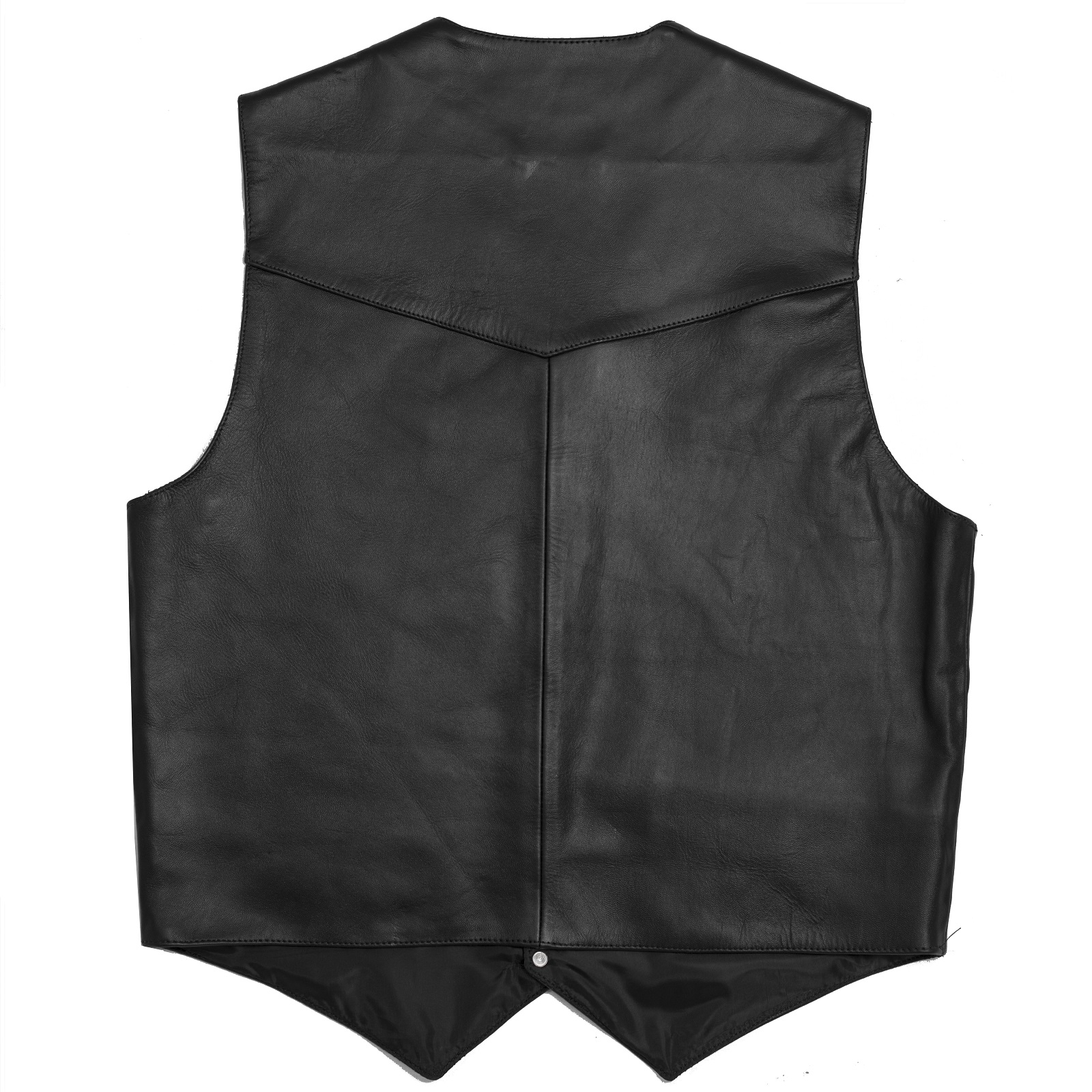 Gilet Custom Moto Chopper Foderato Pelle Classico Bottoni Tascha Interna - Picture 8 of 15