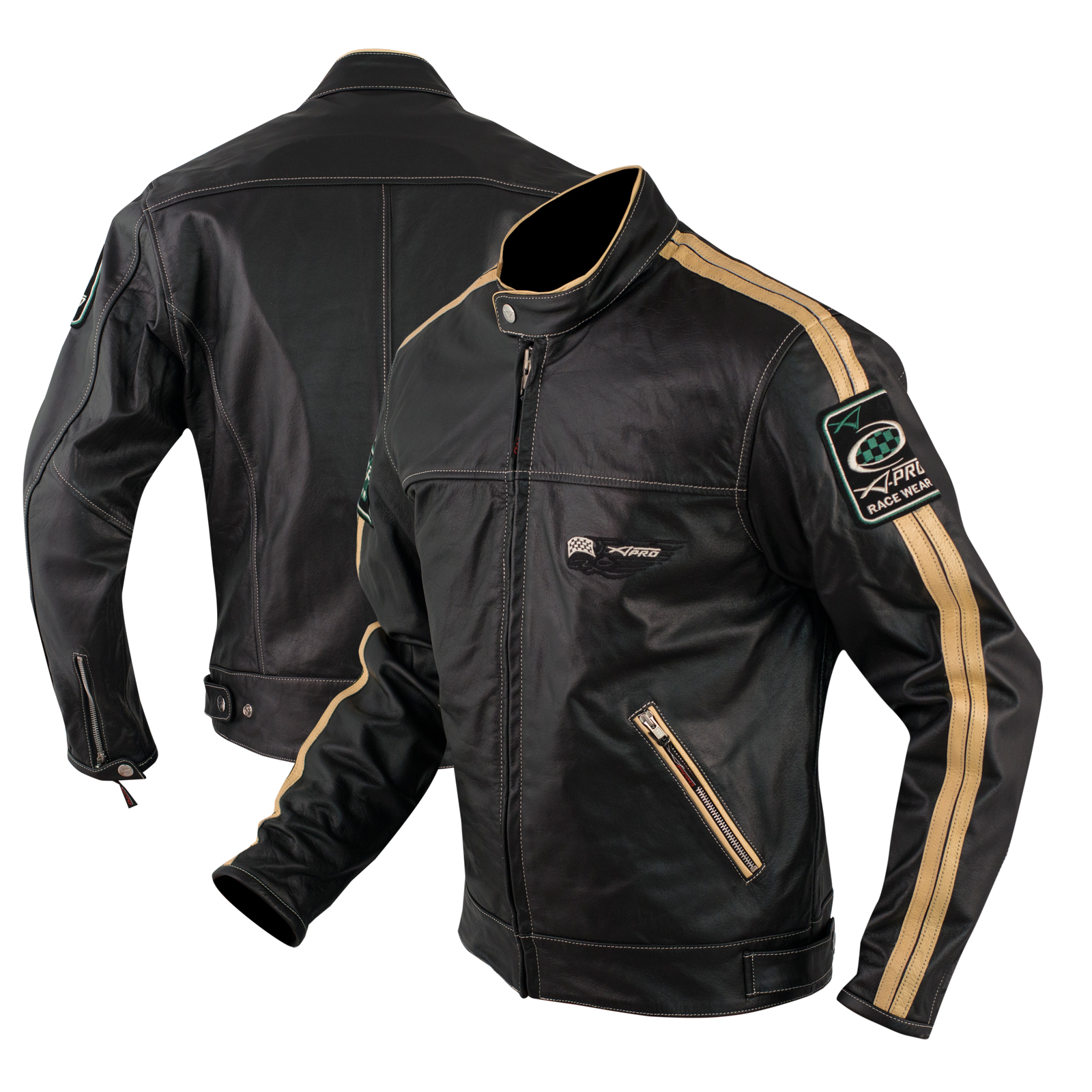 Biker Custom Cruiser Motorcycle CE Armours Quality Leather Jacket White
