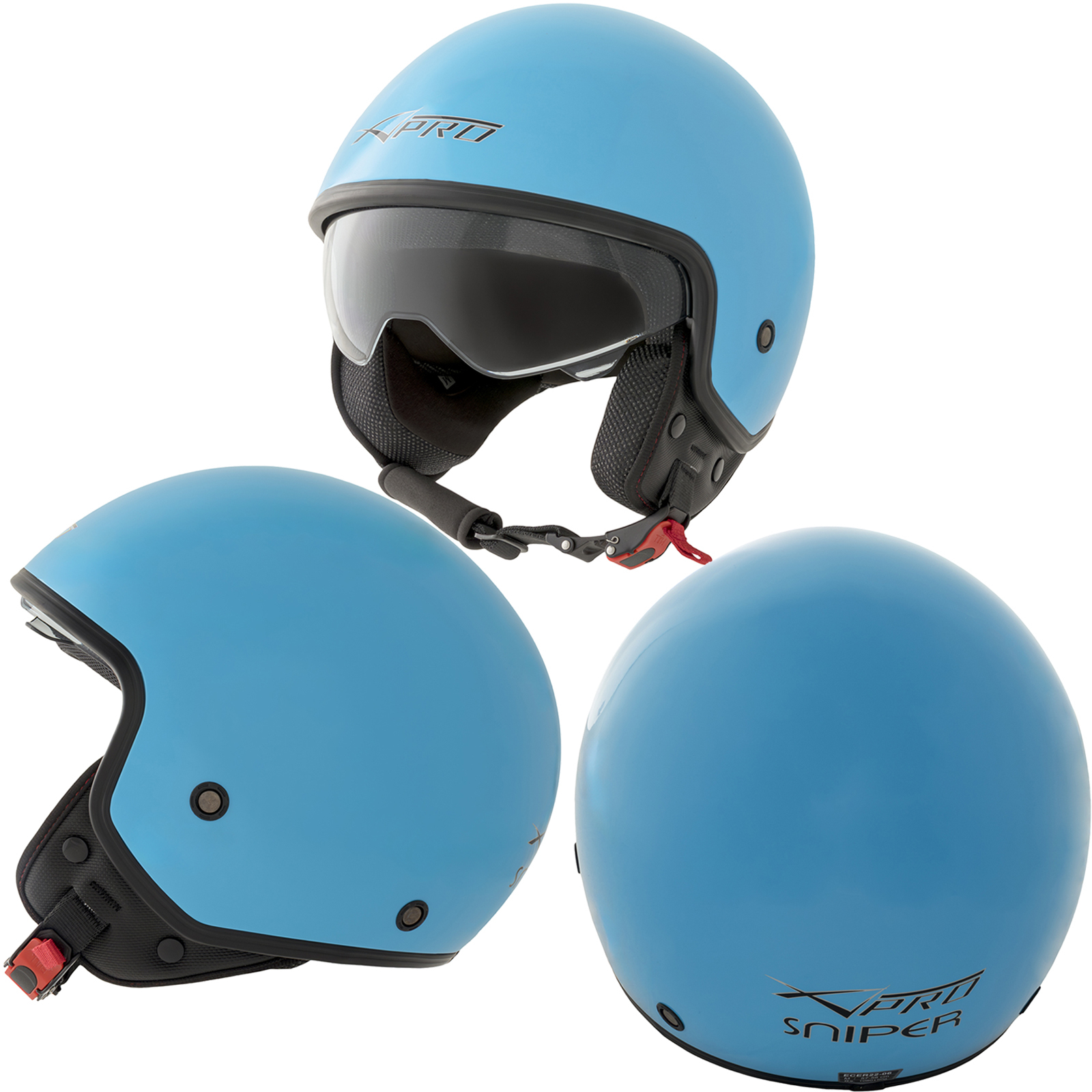 Casque Moto Jet A-PRO SonicMoto - ECE 22-06, Poids ~1.1kg, Intérieur Semi-amovible