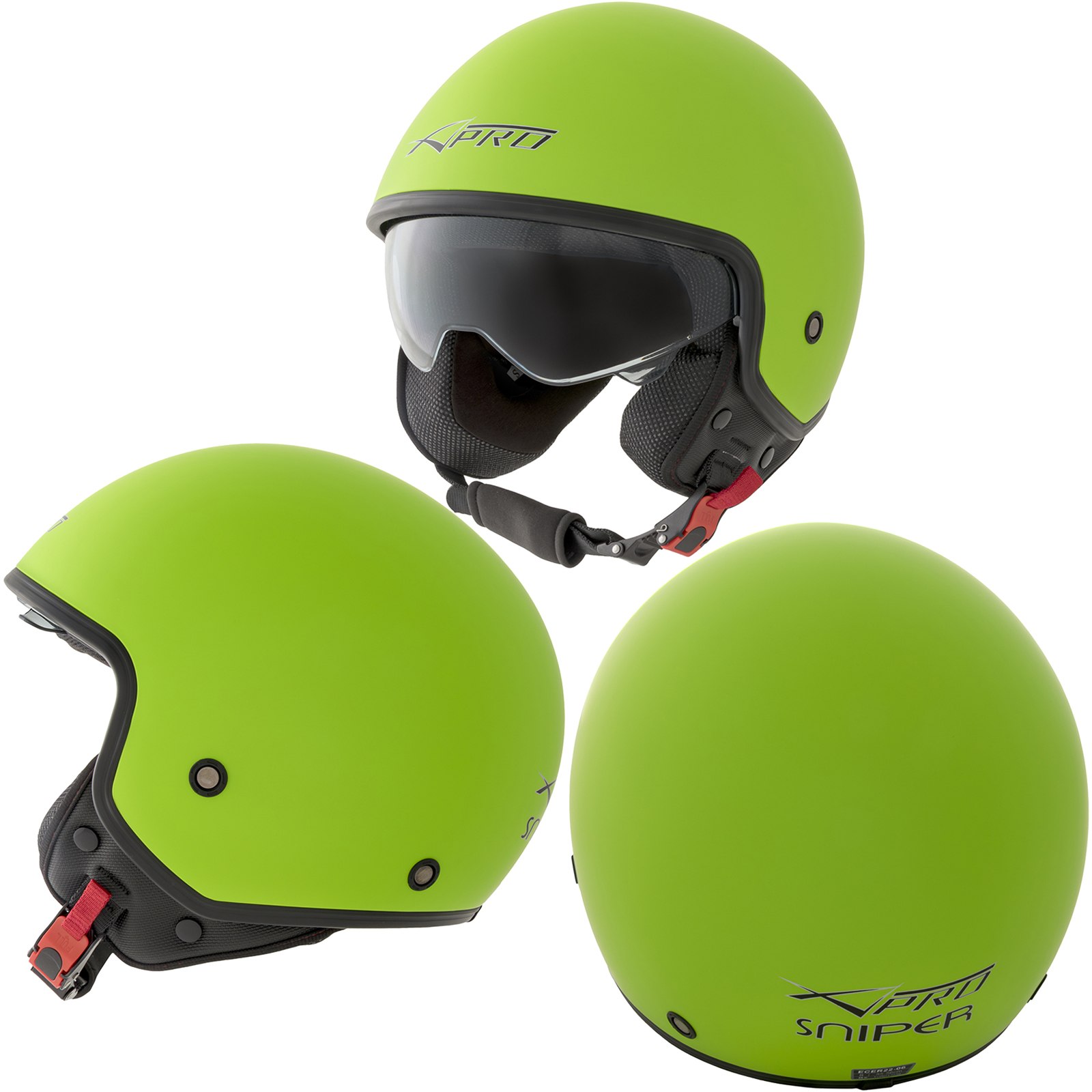 Jet Casco Moto Scooter Homologado ECE 22-06 Visor Parasol interior Verde Opaco - Imagen 10 de 12