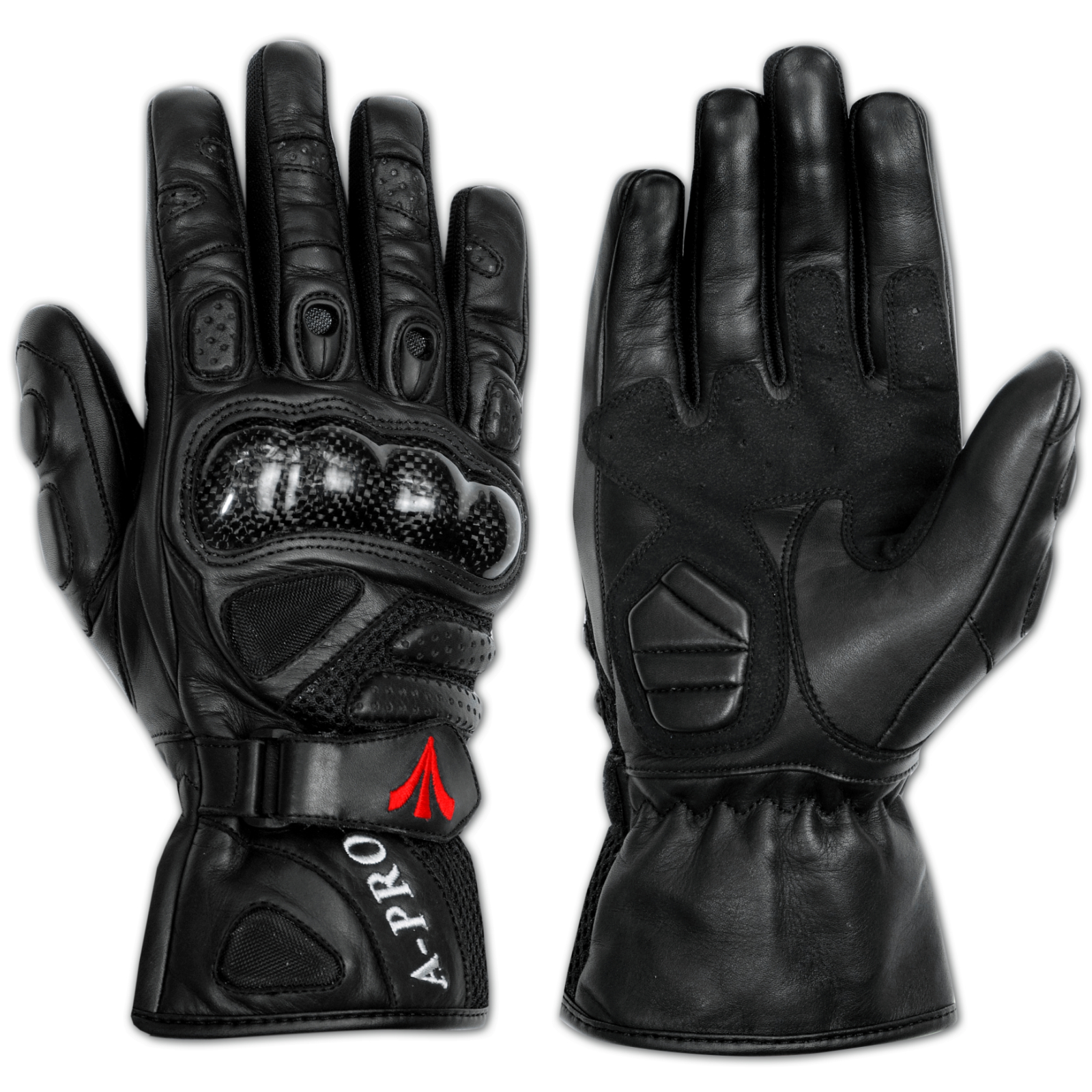 miniatura 2  - Sport Max Carbon Protectors Motorcycle Motorbike Leather Sport Gloves Sonicmoto
