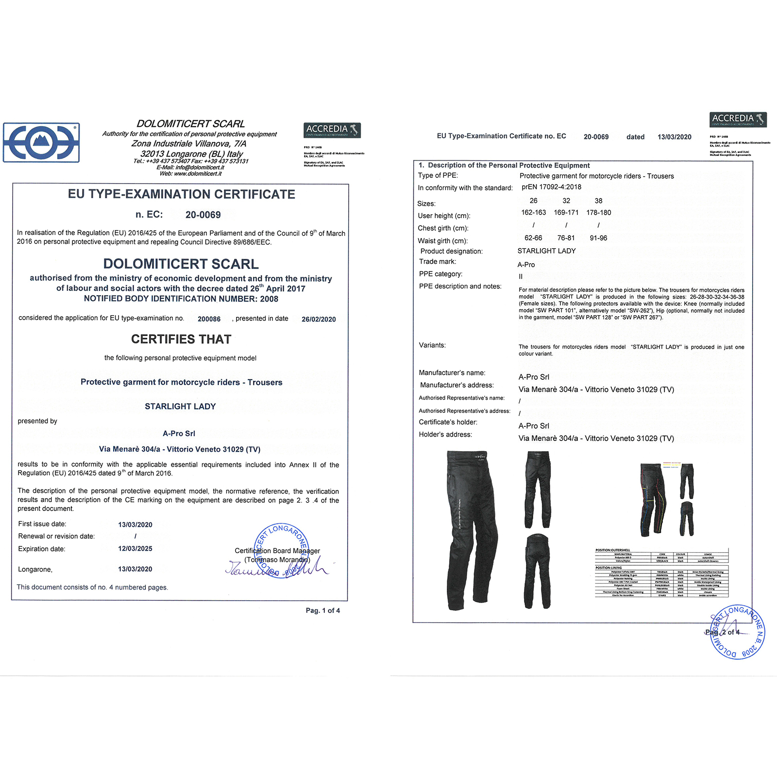 Pantaloni Donna Moto Cordura Lady Protezioni CE Sfoderabile Impermeabile - Zdjęcie 15 z 15