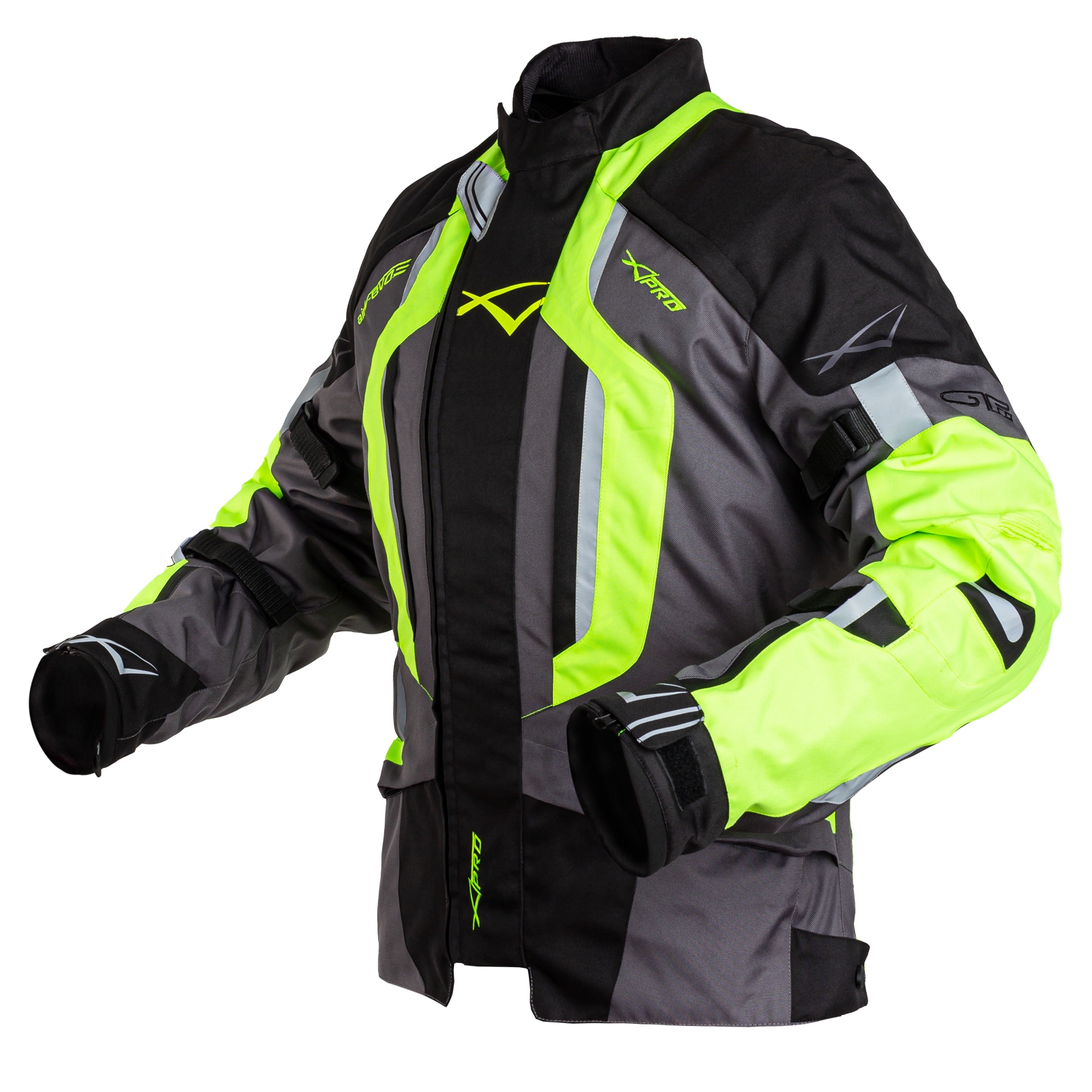 Giacca Touring Moto Protezioni Cordura CE Impermeabile Tessuto Fluo