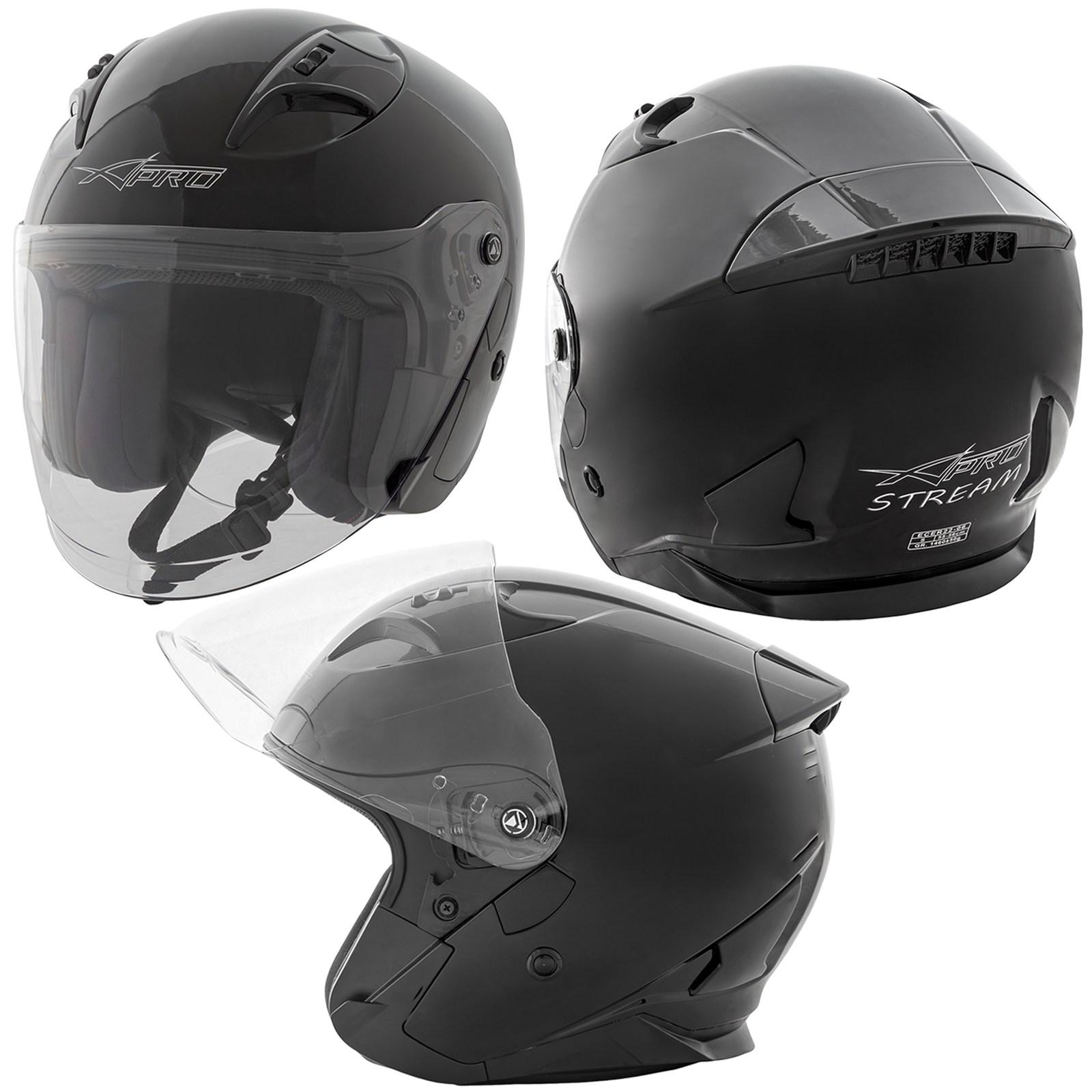 Casco Jet Moto Aperto Visiera Scooter Antigraffio Urbano ECE 22-06 Nero - Imagen 9 de 15