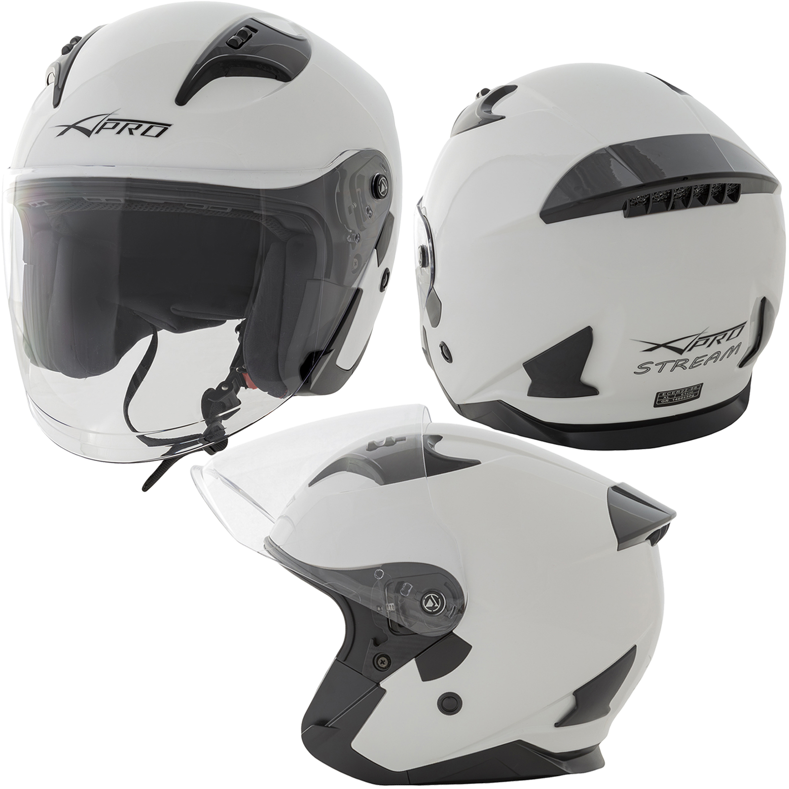 Casco Jet Moto Aperto Visiera Scooter Antigraffio Urbano ECE 22-06 Bianco - Imagen 4 de 15