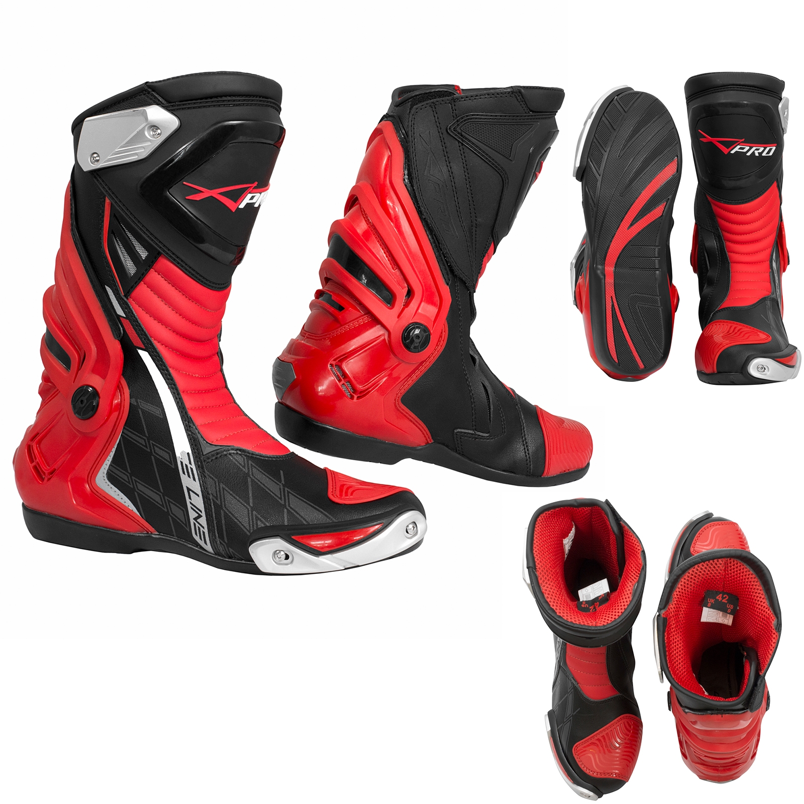 Stiefel Motorrad CE-Zertifiziert Wasserdicht Race Sport Strassenmotorrad Rot
