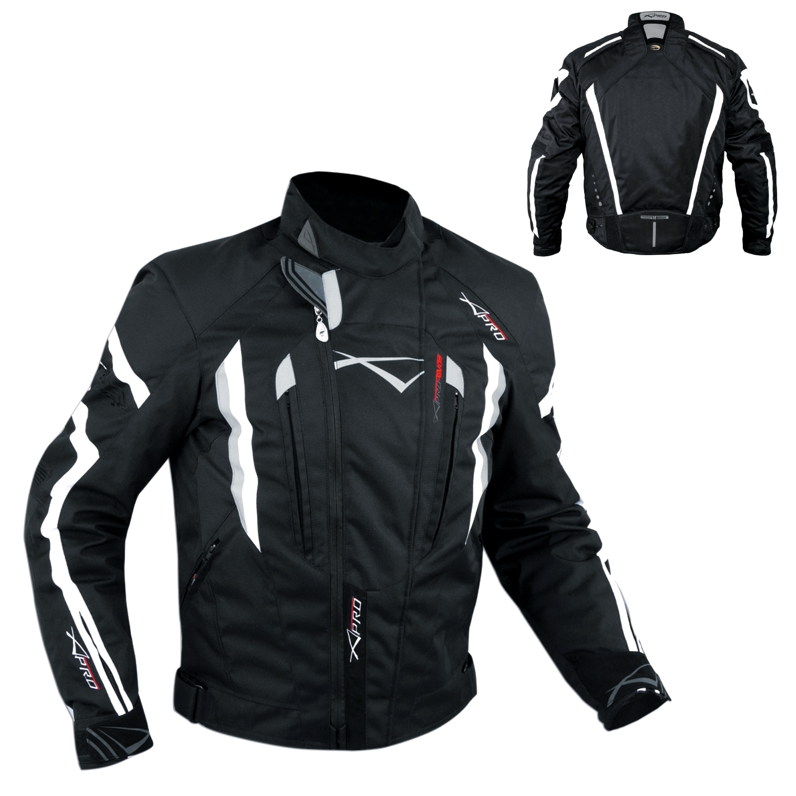 Biker Motorcycle 100 Waterproof CE Armours Textile Thermal Jacket White