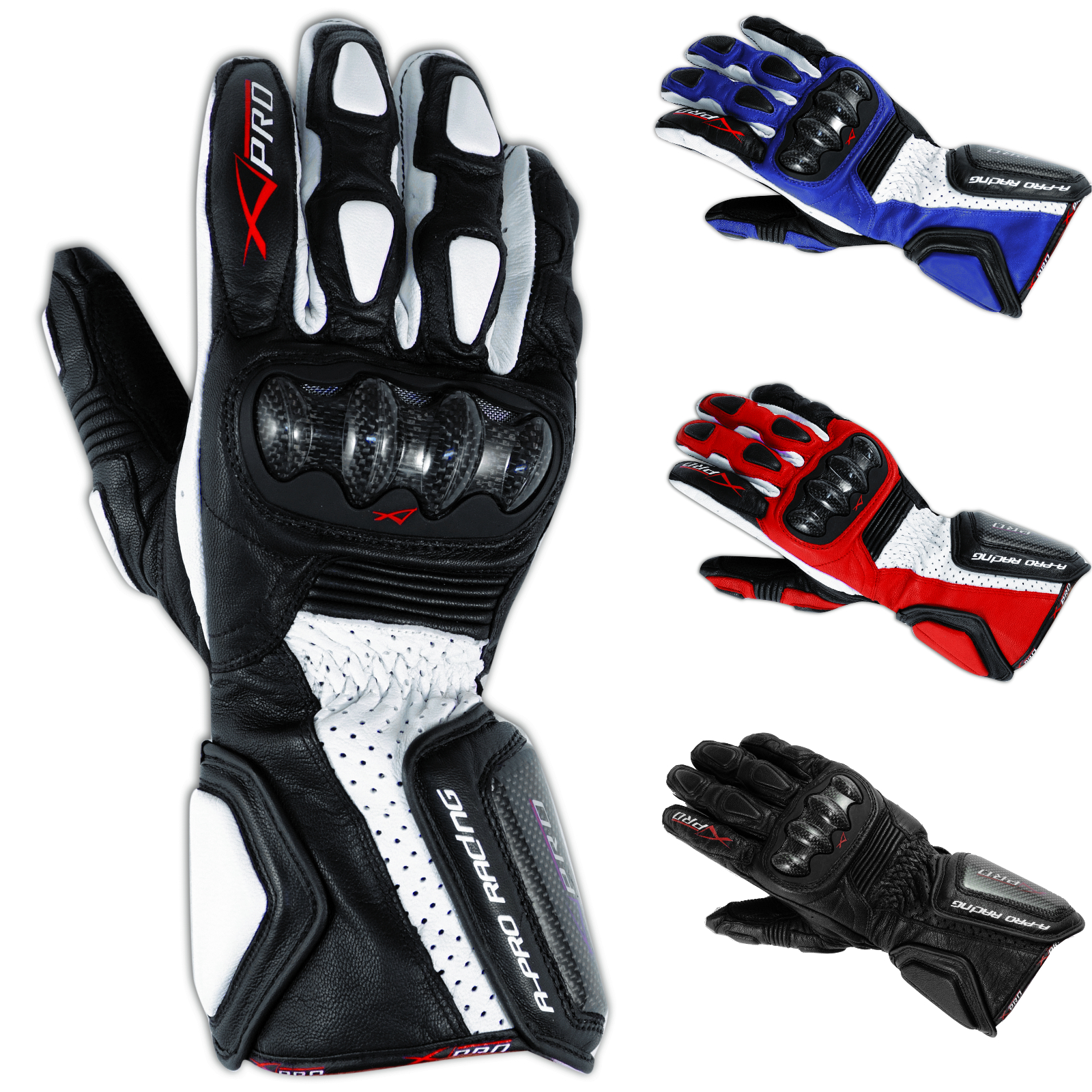 Abbigliamento Moto e Accessori - Guanto Sportivo Pista Moto Tecnico  Protezioni Carbonio Professionale Pelle
