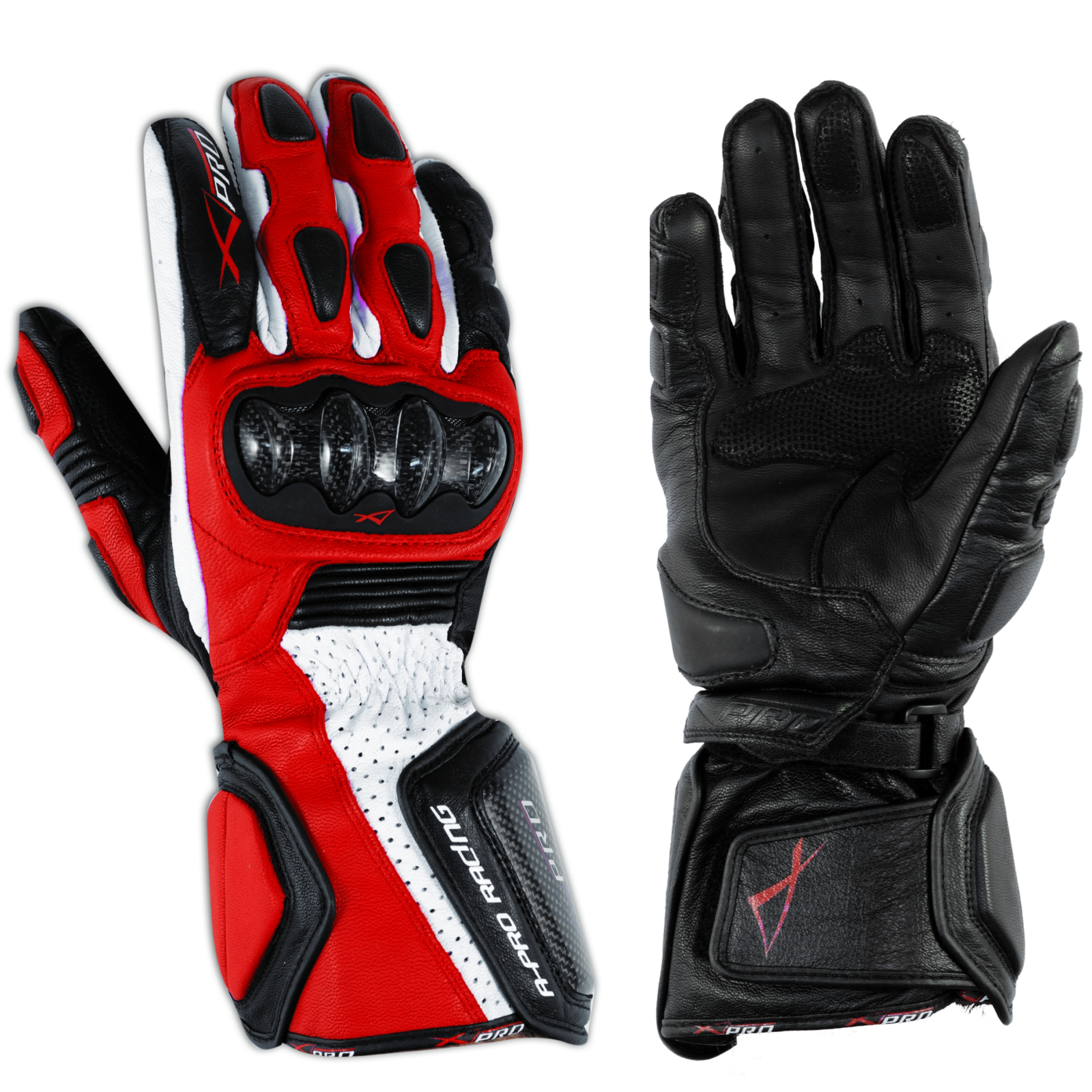 Guantes Moto Técnico Piel Profesional Protectores de Carbono Moto GP Rojo - Imagen 8 de 8