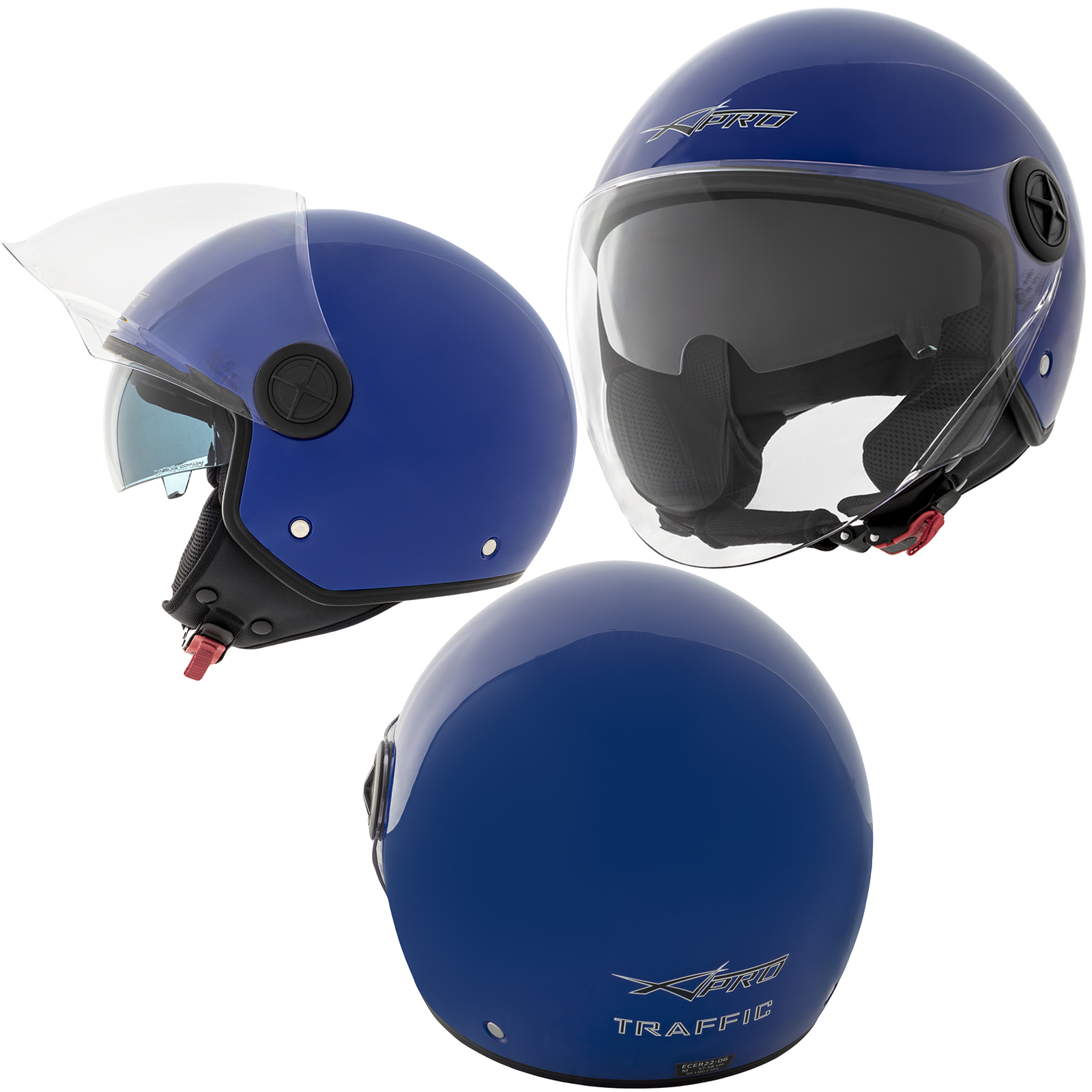 A-Pro TRAFFIC Open Face Jet Helmet – Double Visor, Inner Sun Shield – ECE 22-06 – XS To XXL