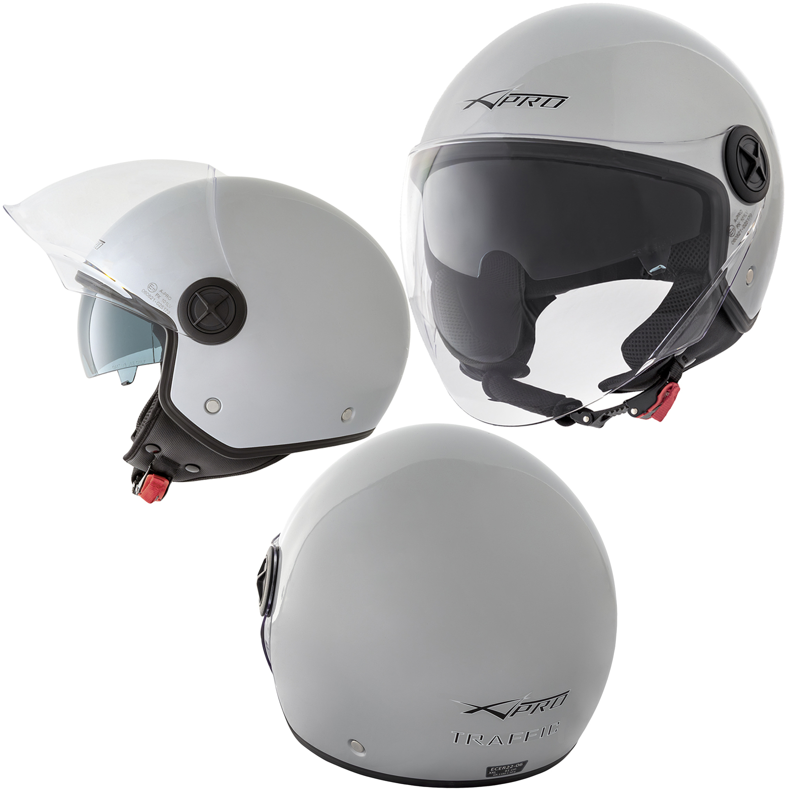 Casco Jet Scooter Moto ECE 22-06 Doppia Visiera Parasole A-PRO - Imagen 40 de 63