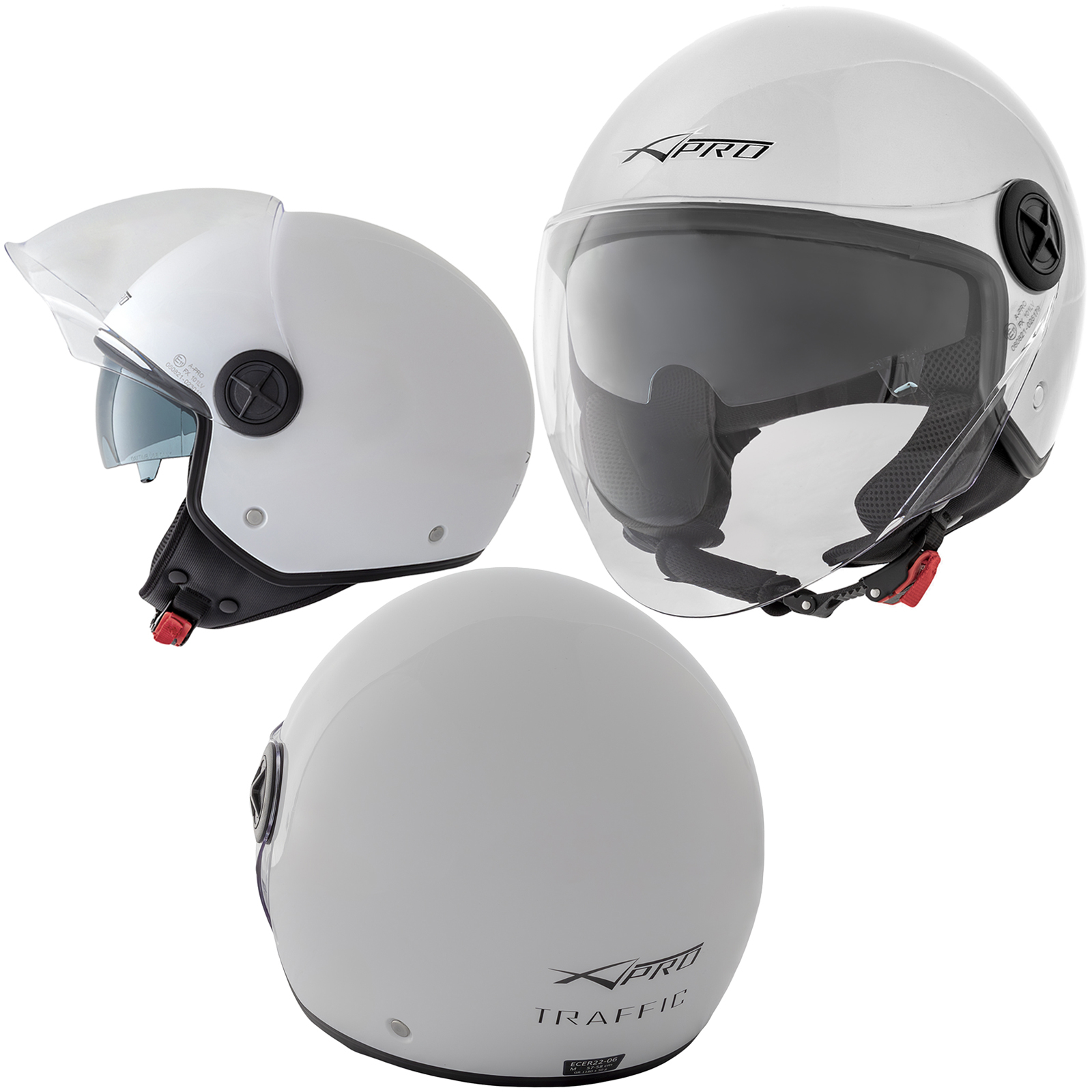 Casco Jet Scooter Moto ECE 22-06 Doppia Visiera Parasole A-PRO - Imagen 52 de 63